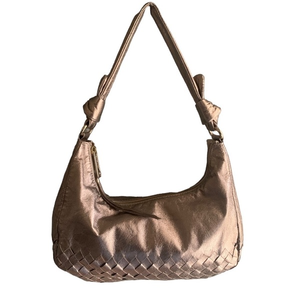 Elliot Lucca Short Strap Leather Mini Hobo Bag Pewter Ladies Short Strap Handbag - Picture 2 of 11